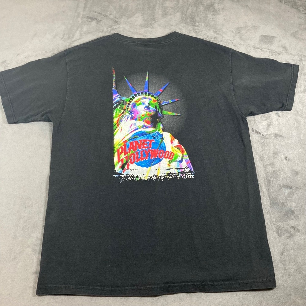 Vintage 1991 Planet Hollywood New York T-Shirt Mens Large Black Statue Liberty